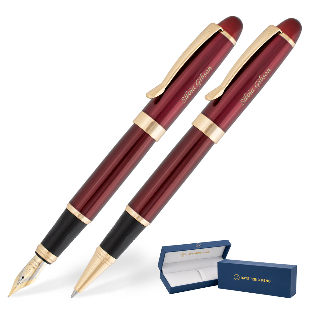 Dayspring Pens Alexandria Fountain and Rollerball Pen Set - Red